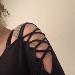 Black scoop neck blouse